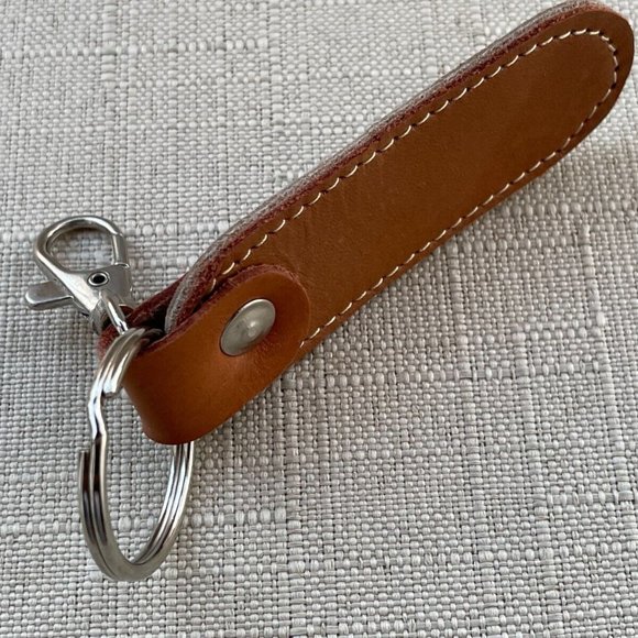 Leather Keychain Brown/Tan Keys Holder Double Sided Key chains Handmade - Picture 6 of 8